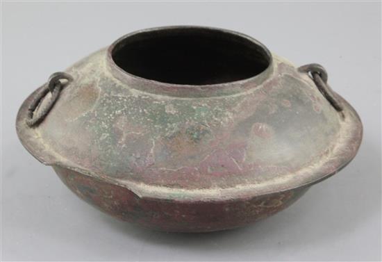 A Chinese archaic bronze steamer vessel, Zeng, Han dynasty, 206 B.C.-206 A.D., 16cm diameter, edge loss